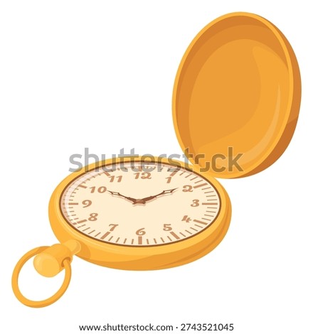 Pocket watch. Golden chain timer in retro style