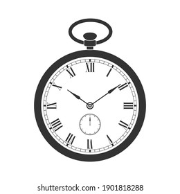 Pocket watch graphic icon. Vintage watch sign isolated on white  background. Vector illustration 