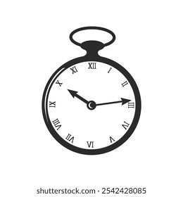 Icono gráfico de reloj de bolsillo. Signo del reloj de Antiguas aislado en el fondo blanco. Ilustración vectorial