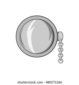 Pocket watch icon in black monochrome style isolated on white background. Time symbol vector illustration