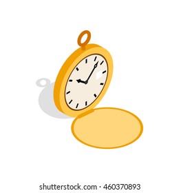Pocket watch icon in isometric 3d style isolated on white background