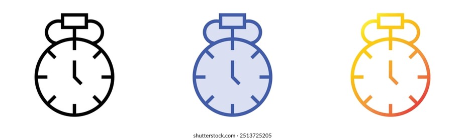 pocket watch icon. Linear, Blue Fill and Gradient Style Design Isolated On White Background