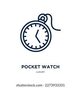 pocket watch icon from luxury collection. Thin linear pocket watch, clock, watch outline icon isolated on white background. Line vector pocket watch sign, symbol for web and mobile