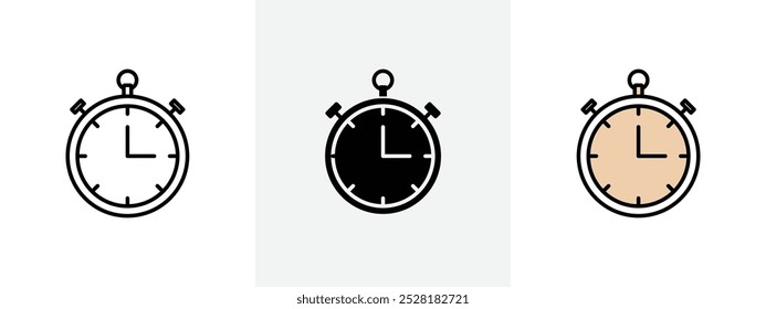 Conjunto de símbolos de signo de esquema de icono de reloj de bolsillo