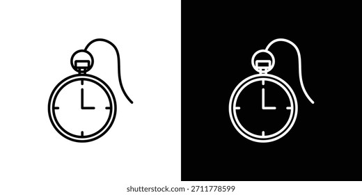 Esquema del icono del reloj de bolsillo. Vector aislado pictograma para el Web