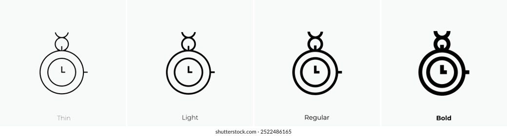 pocket watch icon. Thin, Light Regular And Bold style design isolated on white background