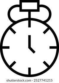 Icono de reloj de bolsillo. Diseño de estilo lineal delgado aislado sobre fondo blanco