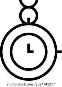 Icono de reloj de bolsillo. Diseño de estilo lineal delgado aislado sobre fondo blanco