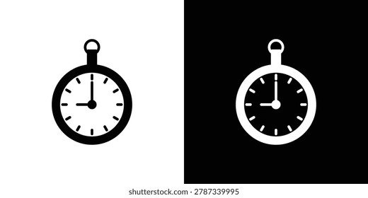 Pocket watch icon vector. Black and white flat icons