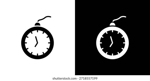 Ilustración vectorial de icono de reloj de bolsillo - iconos de vector de estilo negro de alta calidad