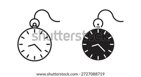 Pocket watch icons set. Simple line vector illustration