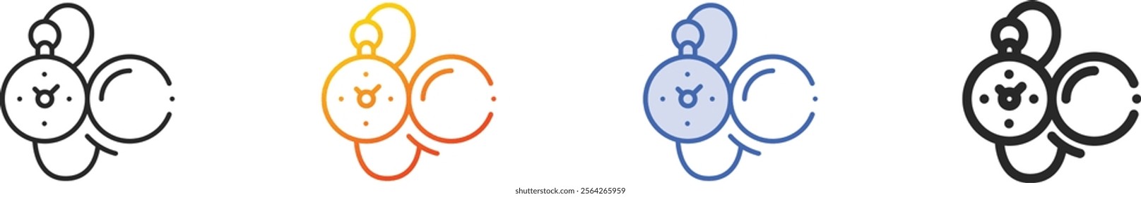 pocket watch icon.Thin Linear, Gradient, Blue Stroke and bold Style Design Isolated On White Background