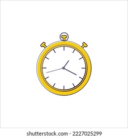 Pocket watch illustration yellow color watch vectir eps