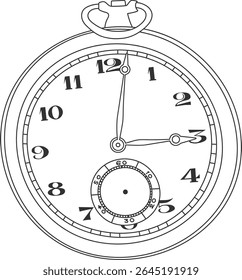 Pocket watch line art vector illustration