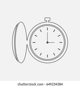 Pocket watch simple icon. Contour illustration.