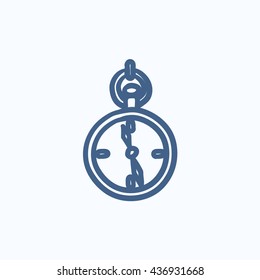 Pocket watch sketch icon for web, mobile and infographics. Hand drawn Pocket watch icon. Pocket watch vector icon. Pocket watch icon isolated on white background.