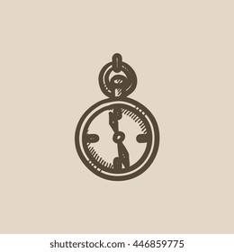 Pocket watch sketch icon for web, mobile and infographics. Hand drawn Pocket watch icon. Pocket watch vector icon. Pocket watch icon isolated on white background.