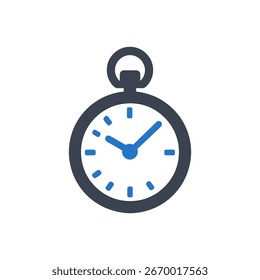 Icono de tiempo de parada de reloj de bolsillo aislado sobre fondo blanco 
