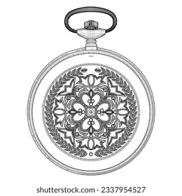 Pocket Watch Vector 02. Isolated On White Background A vector illustration Of A Pocket Watch.
