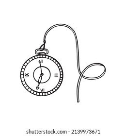 Pocket watch vector drawing on white background