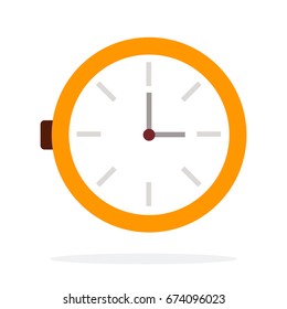 Pocket watch vector flat material design isolated on white