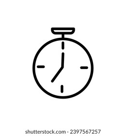 Taschenuhr, Vektorsymbol in schwarz-weißer Farbe.