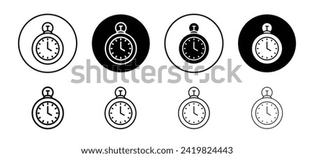 Pocket watch vector icon set collection. Pocket watch Outline flat Icon.