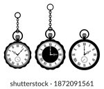 Pocket watch vector icons set isolated on white background