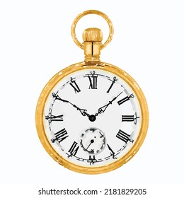 Pocket watch vector illustration Retro clocks isolated on white background Hand drawn picture for greeting card logo or decoration