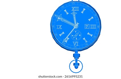pocket watch in vintage style 3d illustration