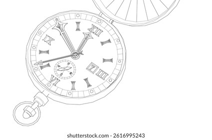 pocket watch in vintage style 3d illustration