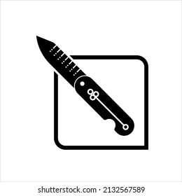 Taschenmesser-Symbol, Taschenmesser, scharfe Klinge-Klappmesser, Vektorgrafik-Illustration