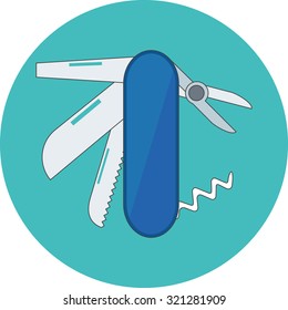 Pocketknife, multi-tool. Skill, competence concept. Vector flat design