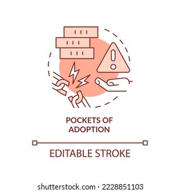Pockets of adoption terracotta concept icon. Information handling issue abstract idea thin line illustration. Isolated outline drawing. Editable stroke. Arial, Myriad Pro-Bold fonts used