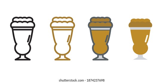 Poco grande soda glass icons with multiple styles, outline, colored lines and flat icons. Vector icon design