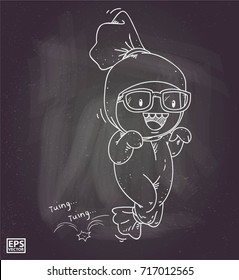 pocong doodle chalk vector. pocong is famous Asian ghost