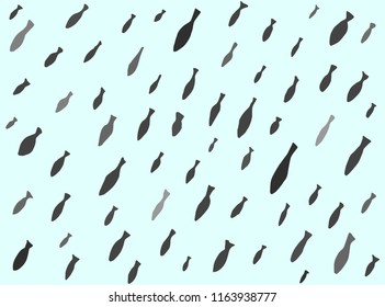 Pod of Abstract Flat Monochrome Hand Drawn Fish Seamless Backgound
