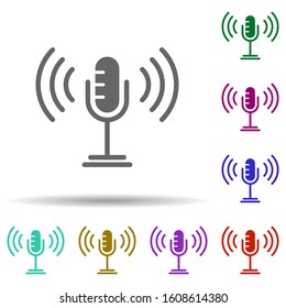 Pod cast, microphone, signal in multi color style icon. Simple glyph, flat vector of business icons for ui and ux, website or mobile application