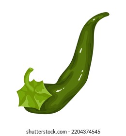 Pod of green hot chili pepper.Cartoon vector graphic.