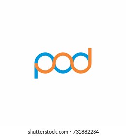 POD initial in lowercase letters, connect rounded logo.