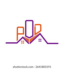 POD Real State logo design, POD simple and modern logo. POD luxurious alphabet design  