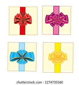 Podarochnye boxes with bow of the miscellaneous of the colour