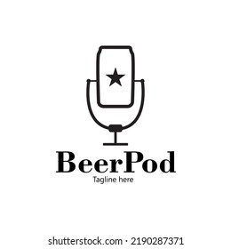 Ein Podcas-Logo mit einer dynamischen Kombination und einem Bier ist perfekt für Ihr Podcas-Logo
