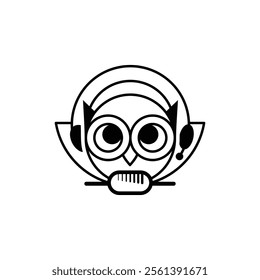 Podcas Owl Symbol Vector Design Logo Illustration
