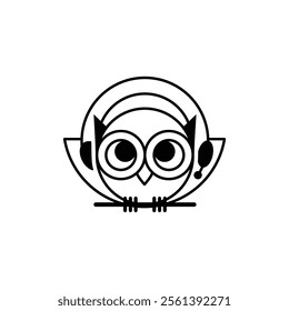 Podcas Owl Symbol Vector Design Logo Inspiration