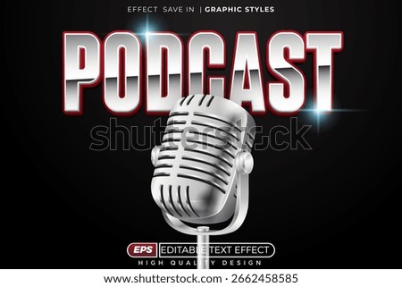 podcast 3d editable bold text effect template