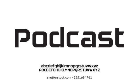 Podcast Abstract technology futuristic alphabet font. digital space typography vector illustration design
