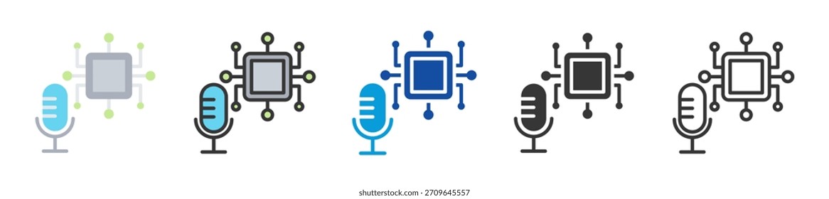 podcast ai tecnologia ícone conjunto multi estilo vários coleção