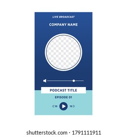 Aplicación de podcast, diseño de aplicaciones, diseño de teléfonos inteligentes, ilustración de vectores de plantillas de audio