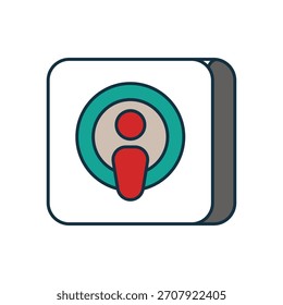 Podcast app icon with white background vector stock illustration